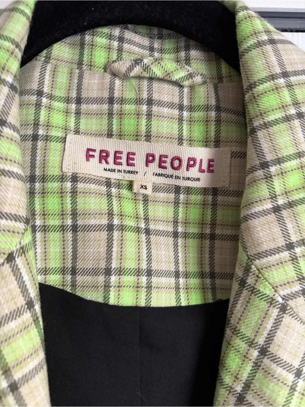 Free People Ashby Green Plaid Blazer Jacket, XS